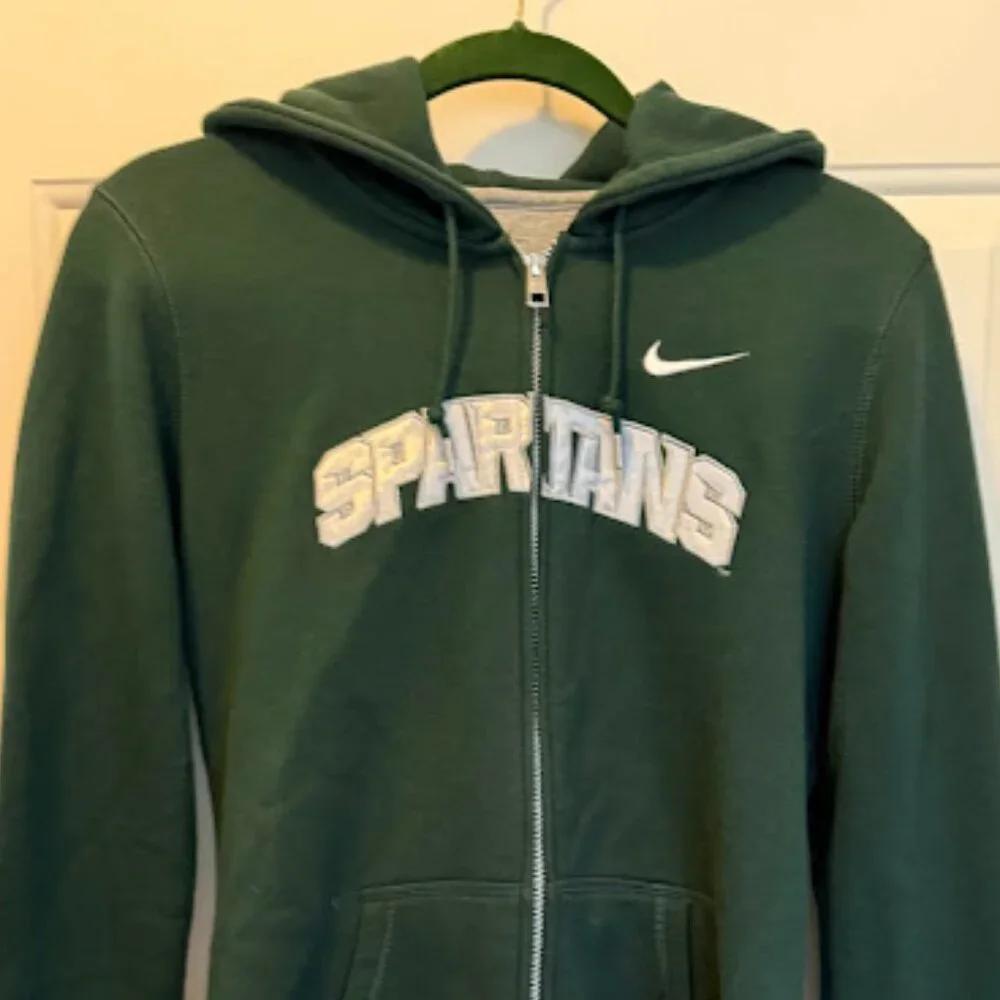 Nike Michigan State Spartans Zipper Fleece Hoodie - Picture 1 of 4
